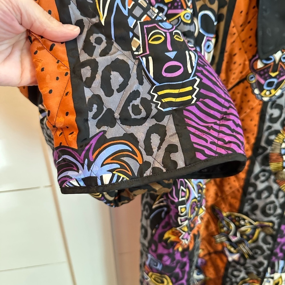 NWT BOB MACKEY 3X Silk Aztec colorful woman art 2 wear animal print jacket - Picture 11 of 15